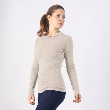 Functional Womens Alpaca Wool Pullover Hoodie 300 Lightweight color undyed