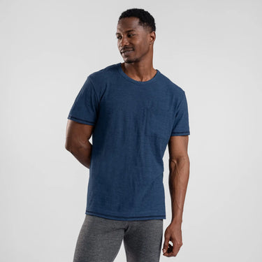mens antiodor crew pocket color natural blue