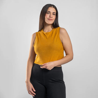 womens low impact dye crop tank ultralight color gold